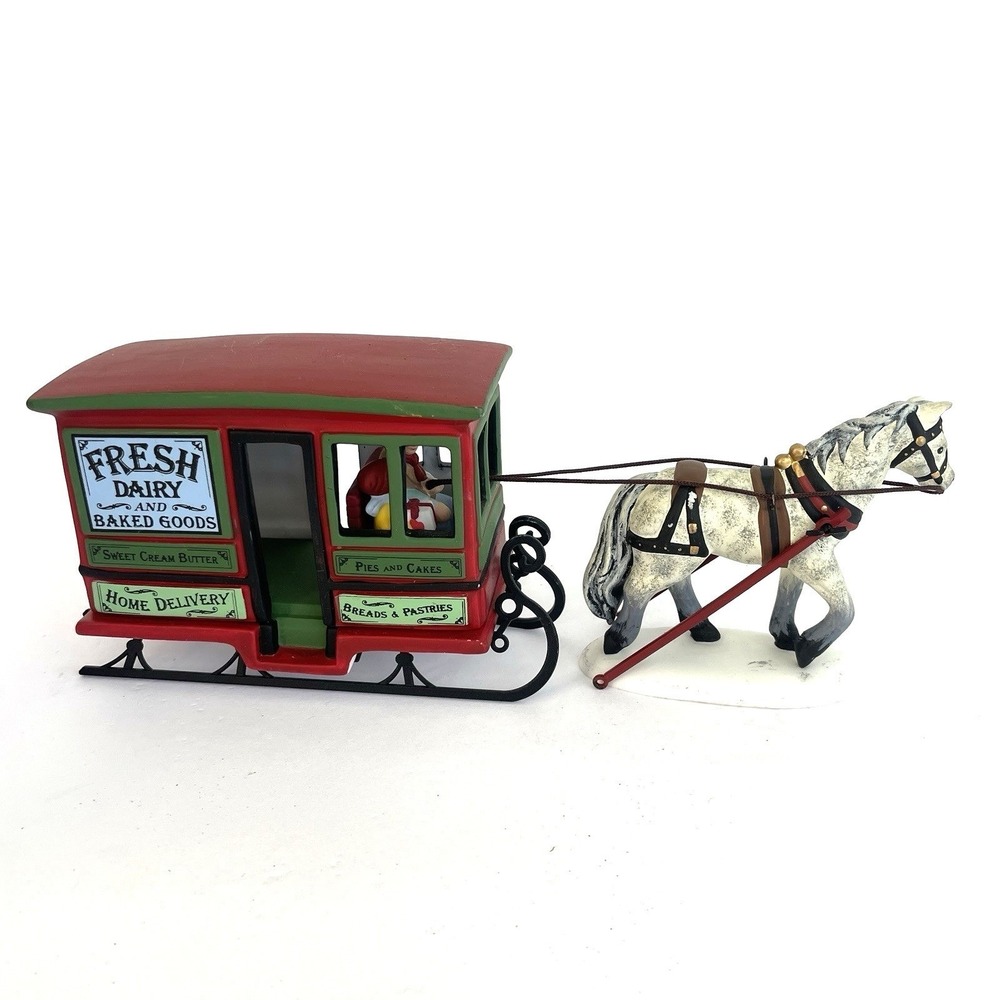 Department 56 Heritage Village Fresh Dairy Baked Goods Horse Sleigh Christmas